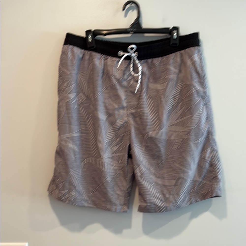 Gray and Black Board Shorts with Quick-Dry Fabric